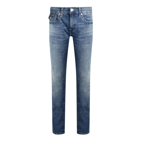 True Religion Ricky Flap Relaxed Straight Blue Jeans