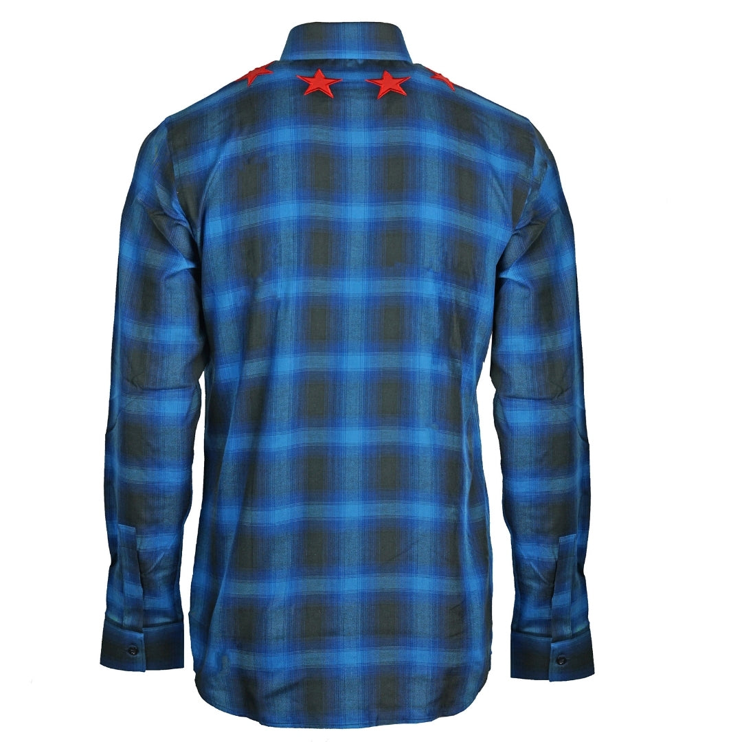 Givenchy Blue Check Star Detail Shirt