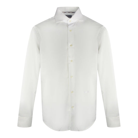 Aquascutum Branded Plain Long Sleeve White Shirt