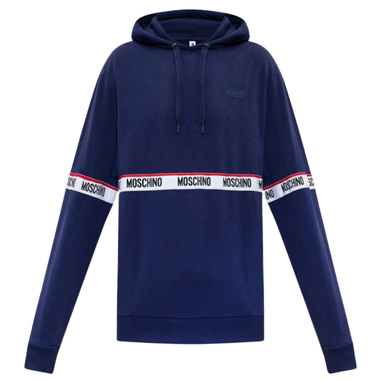 Moschino Branded Taped Chest Navy Blue Hoodie S