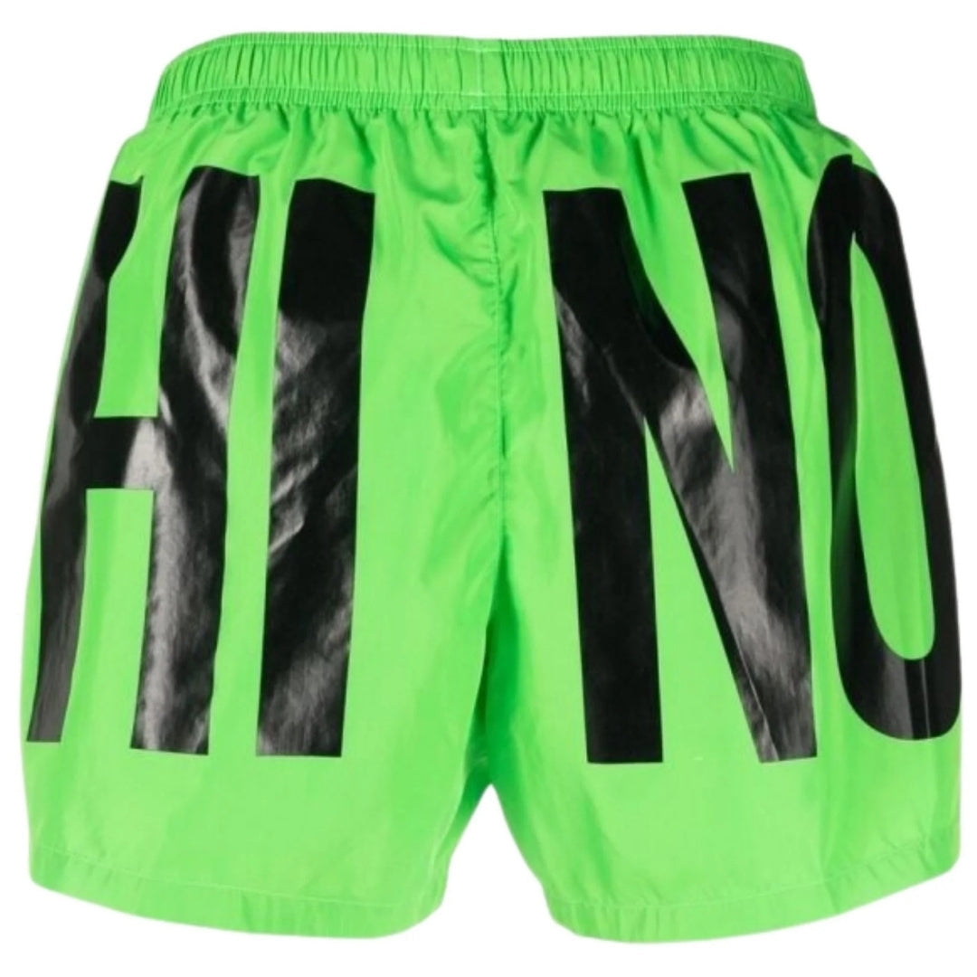 Moschino Brand Print Logo Green Short Swim Shorts XL