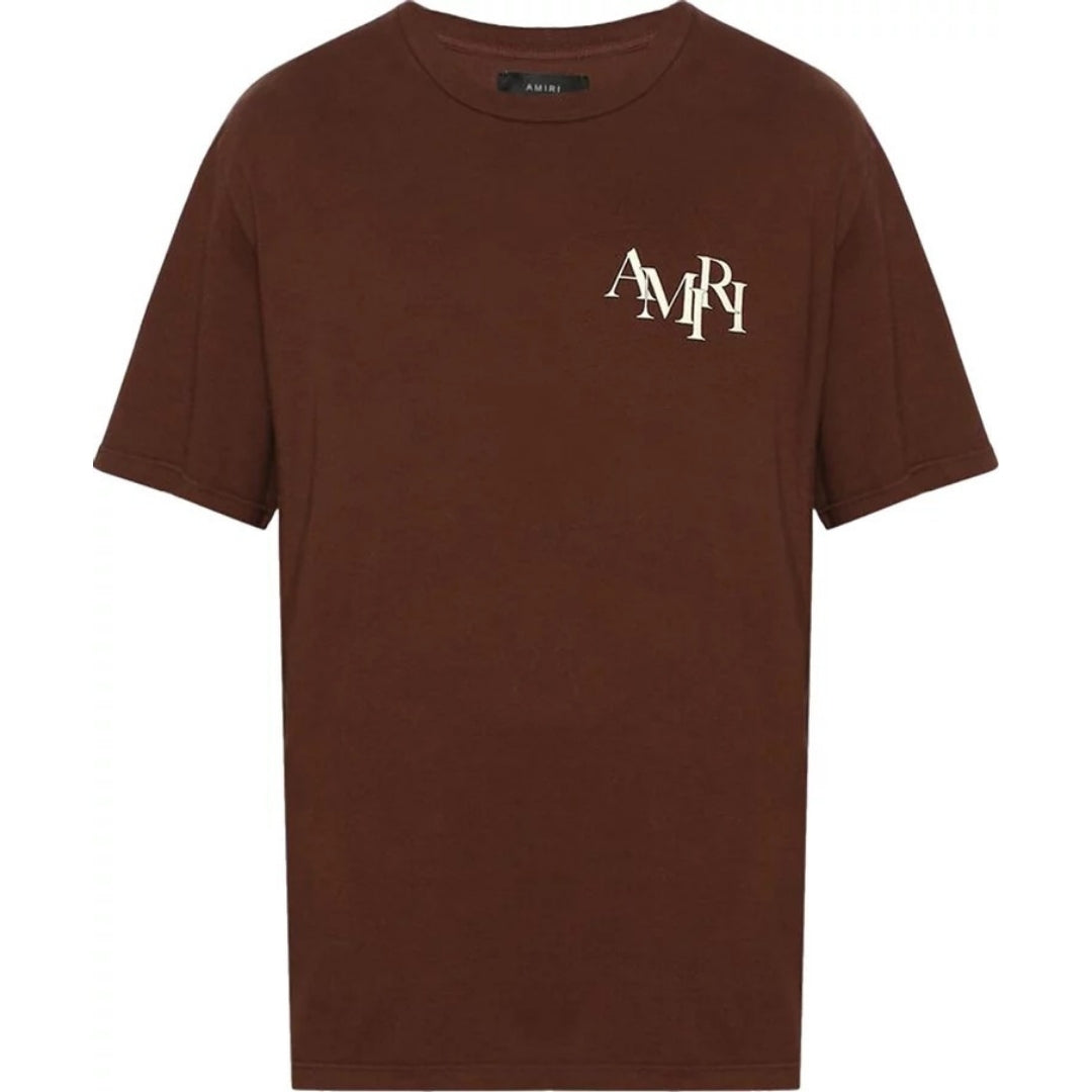 Amiri Staggered Logo Brown T-Shirt XXL