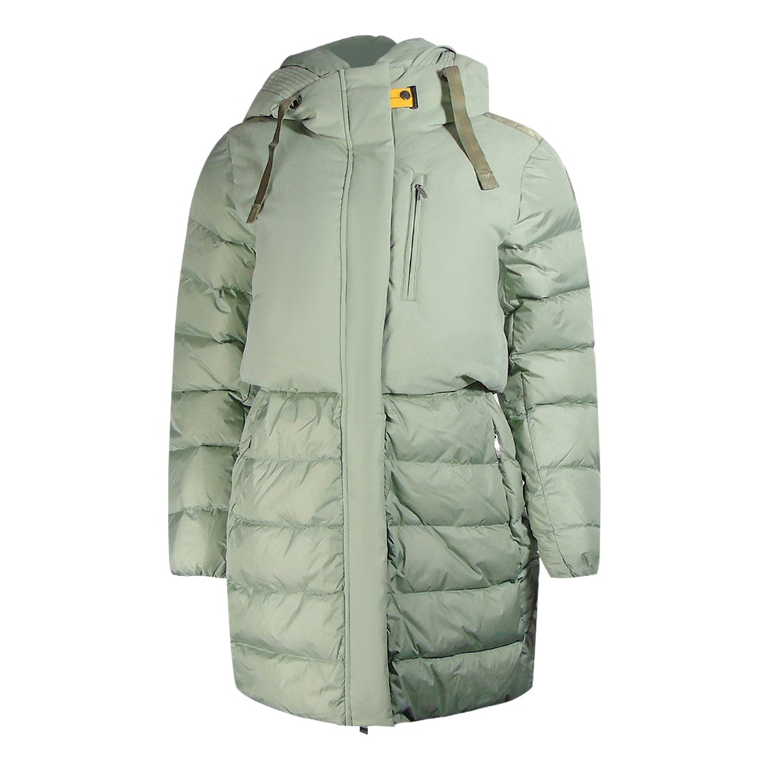 Parajumpers Inga Nile Green Long Hooded Down Jacket S