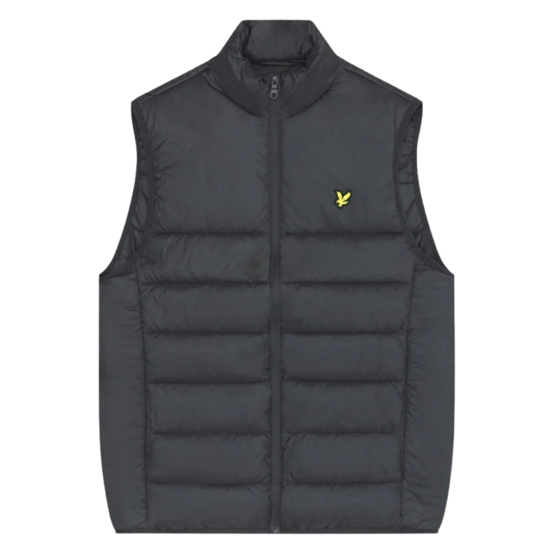 Lyle & Scott Branded Logo Gunmetal Grey Wadded Gilet Jacket S