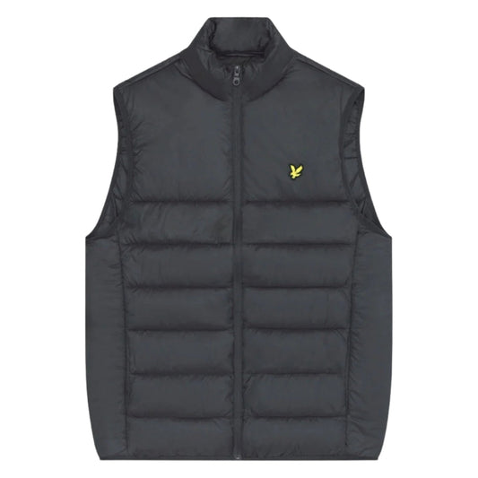 Lyle & Scott Branded Logo Gunmetal Grey Wadded Gilet Jacket S