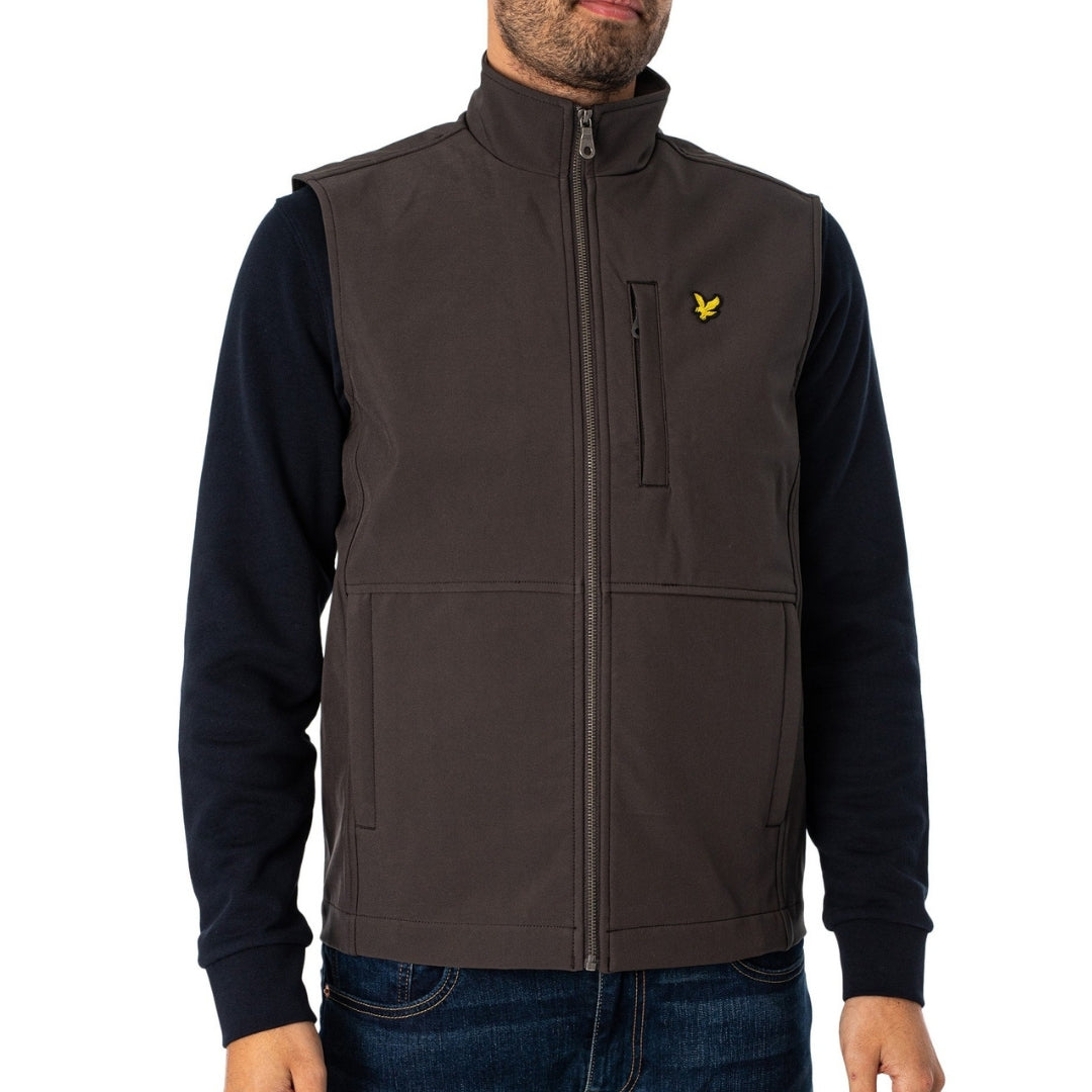 Lyle & Scott Branded Logo Softshell Dark Grey Gilet Jacket XS