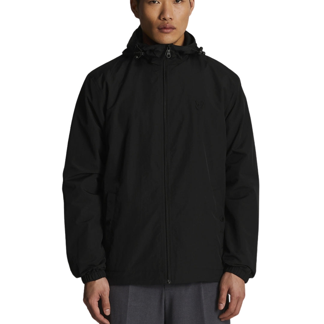 Lyle & Scott Tonal Eagle Zip Through Hooded Jet Black Softshell Jacket