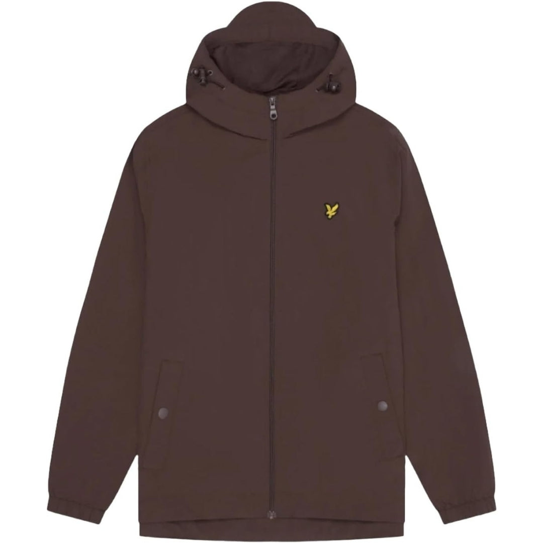 Lyle & Scott Branded Deep Mahogany Hooded Short Brown Lightweight Jacket S