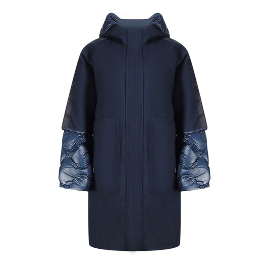 Parajumpers Joy Navy Blue Oversize Long Hooded Down Jacket S