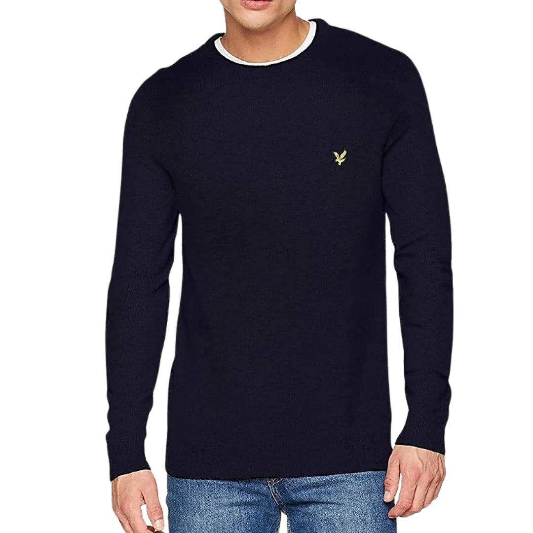 Lyle & Scott Lambswool Knitted Dark Navy Blue Sweater XS