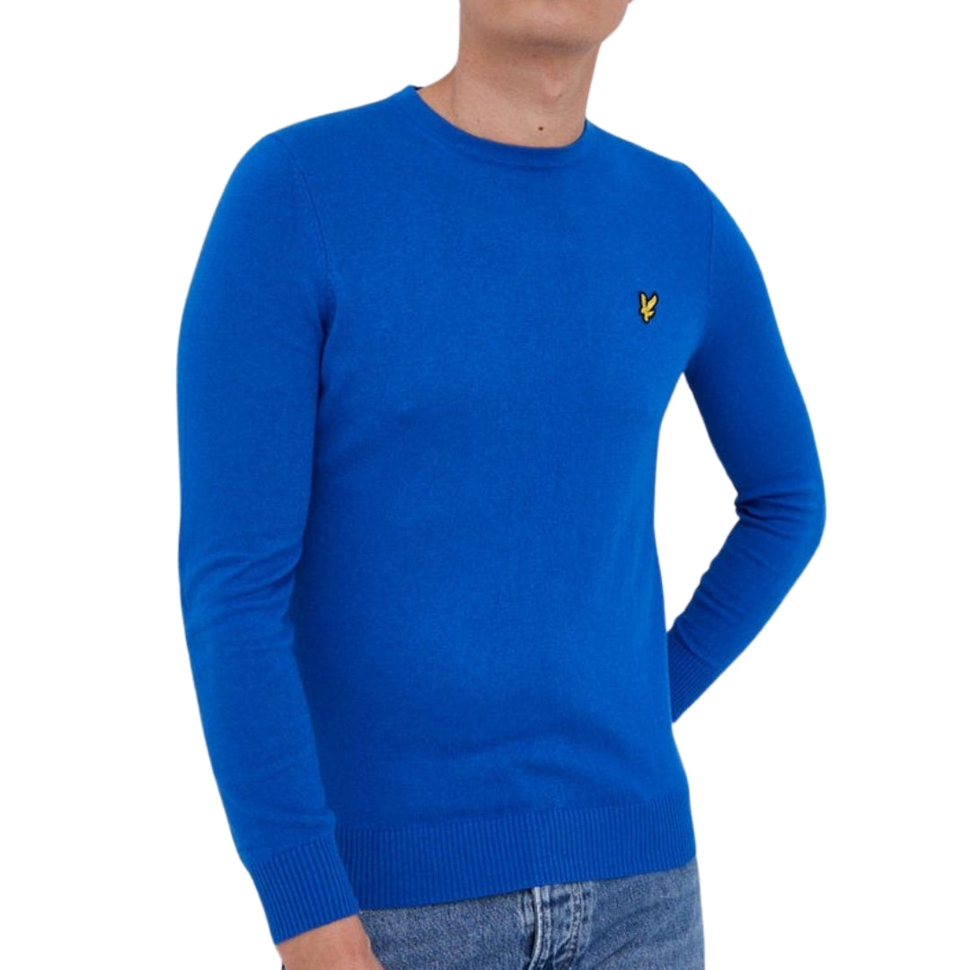 Lyle & Scott Cotton Merino Crew Neck Jumper Bright Blue Sweater XS