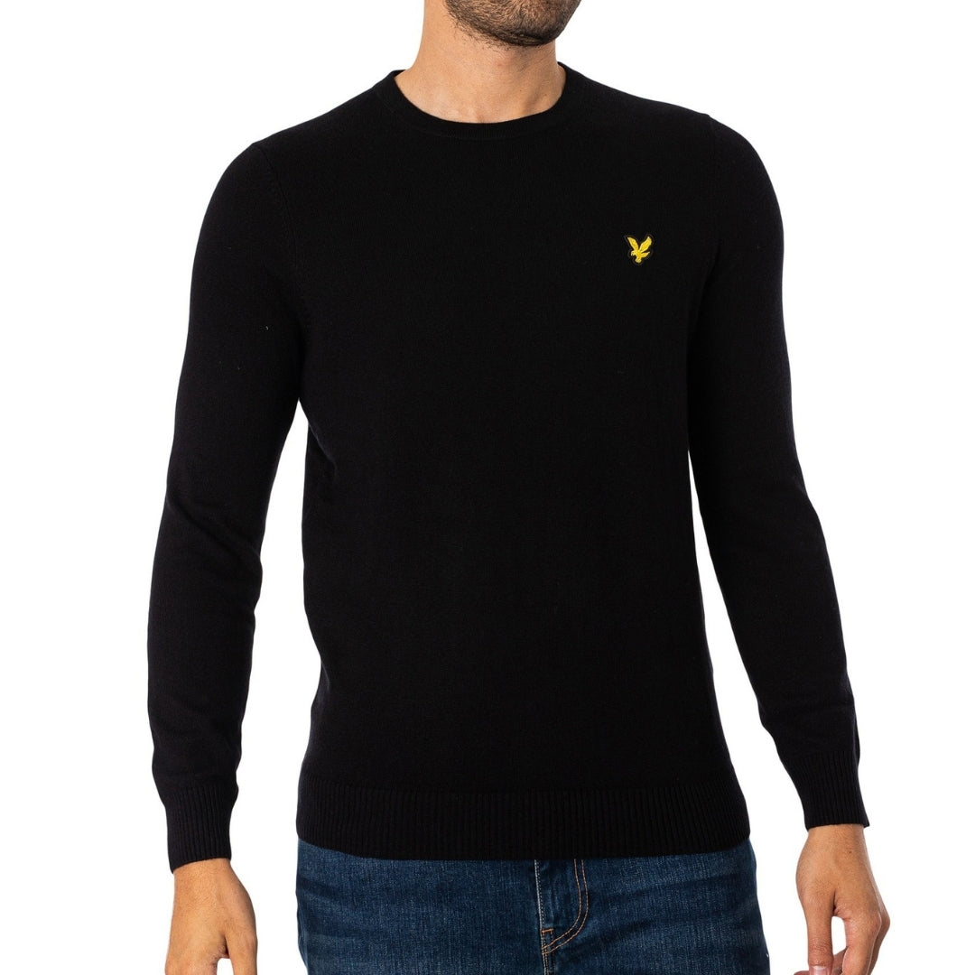 Lyle & Scott Cotton Merino Crew Neck Jumper Black Sweater XS