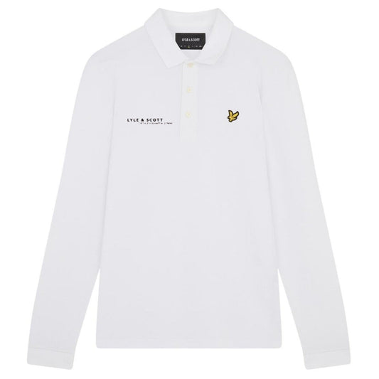 Lyle & Scott White Co-ordinate Print Logo Long Sleeved Polo Shirt M