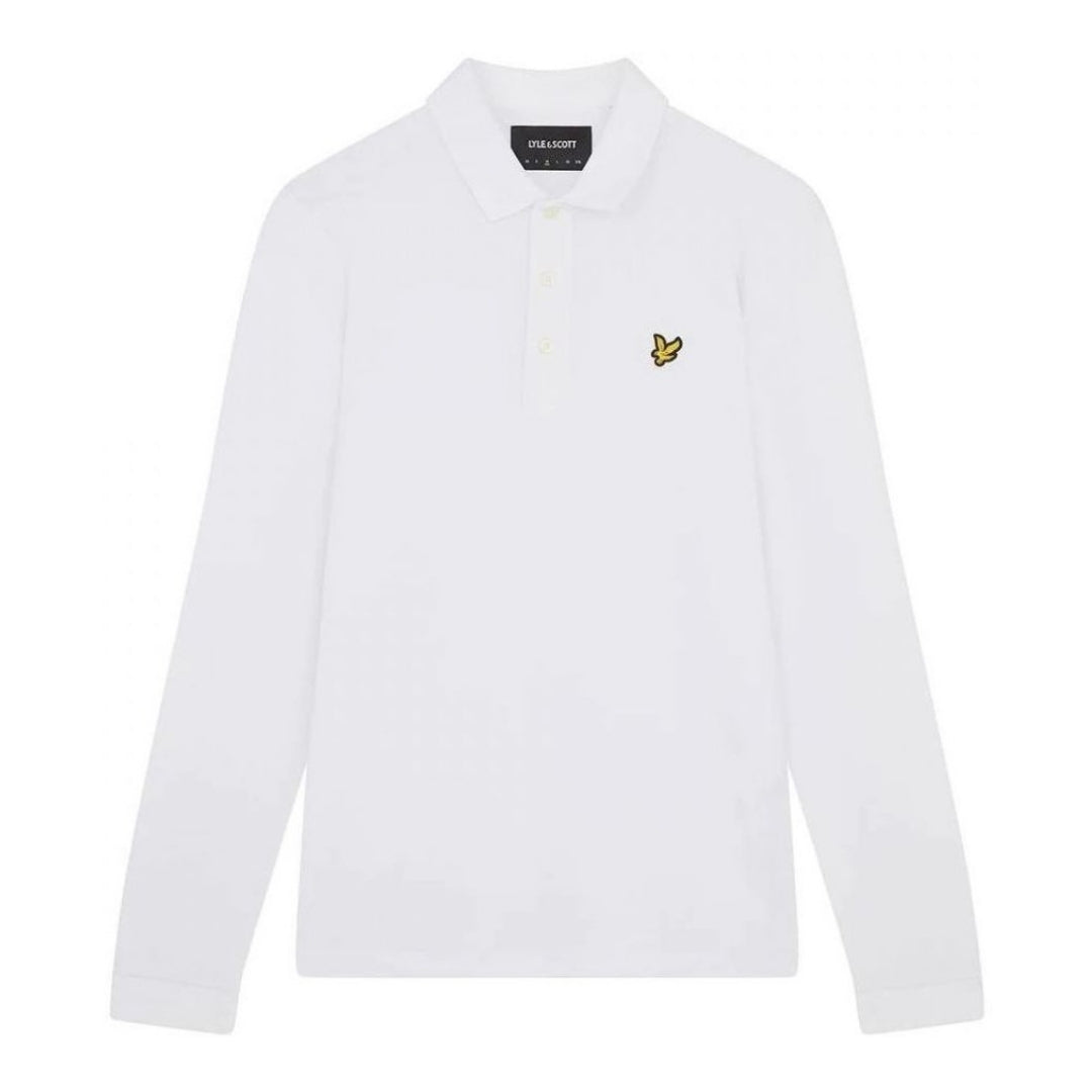 Lyle Scott Branded Chest Logo White Long Sleeve Polo Shirt XXL