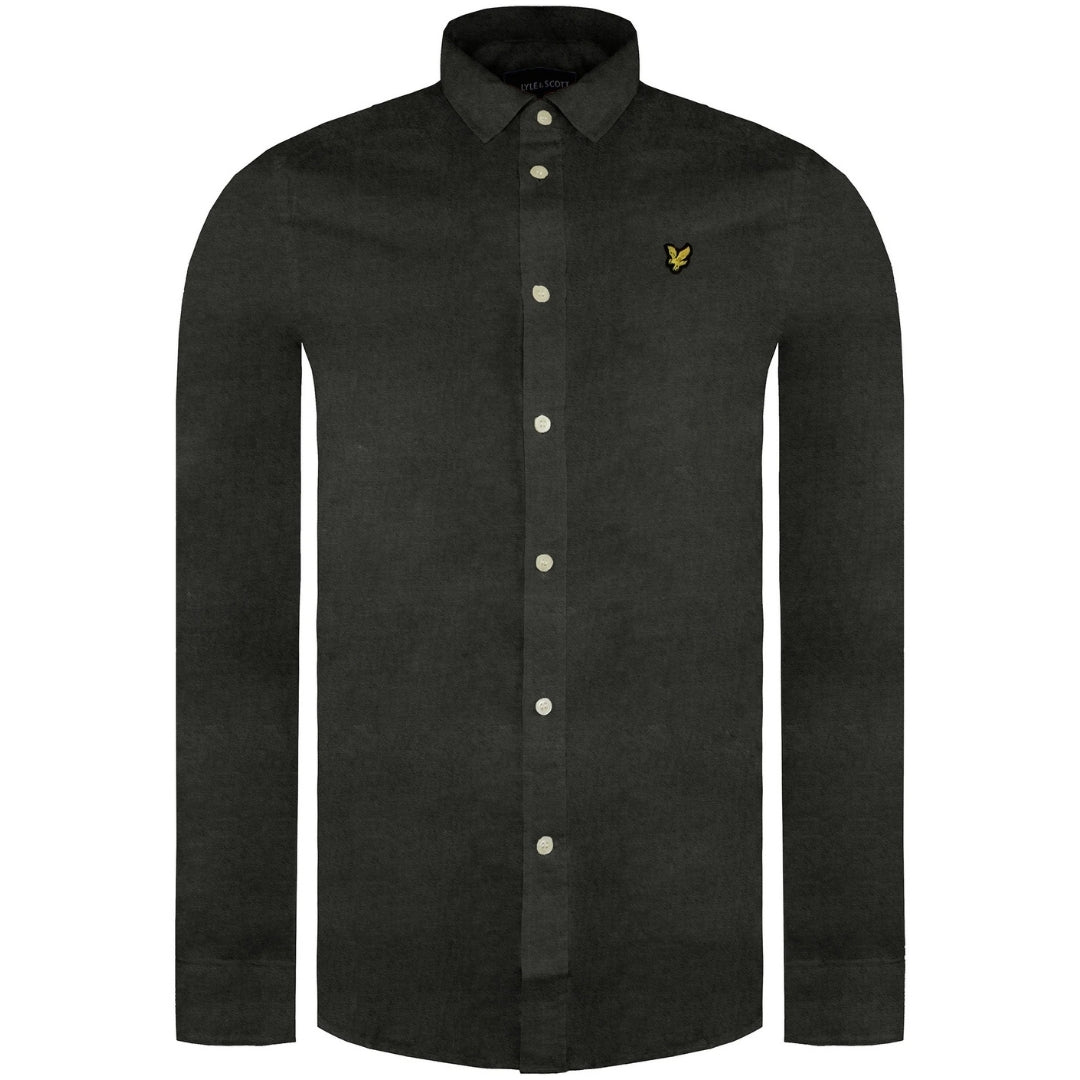 Lyle & Scott Long Sleeve Multi Yarn Brushed Cotton Trek Green Shirt S