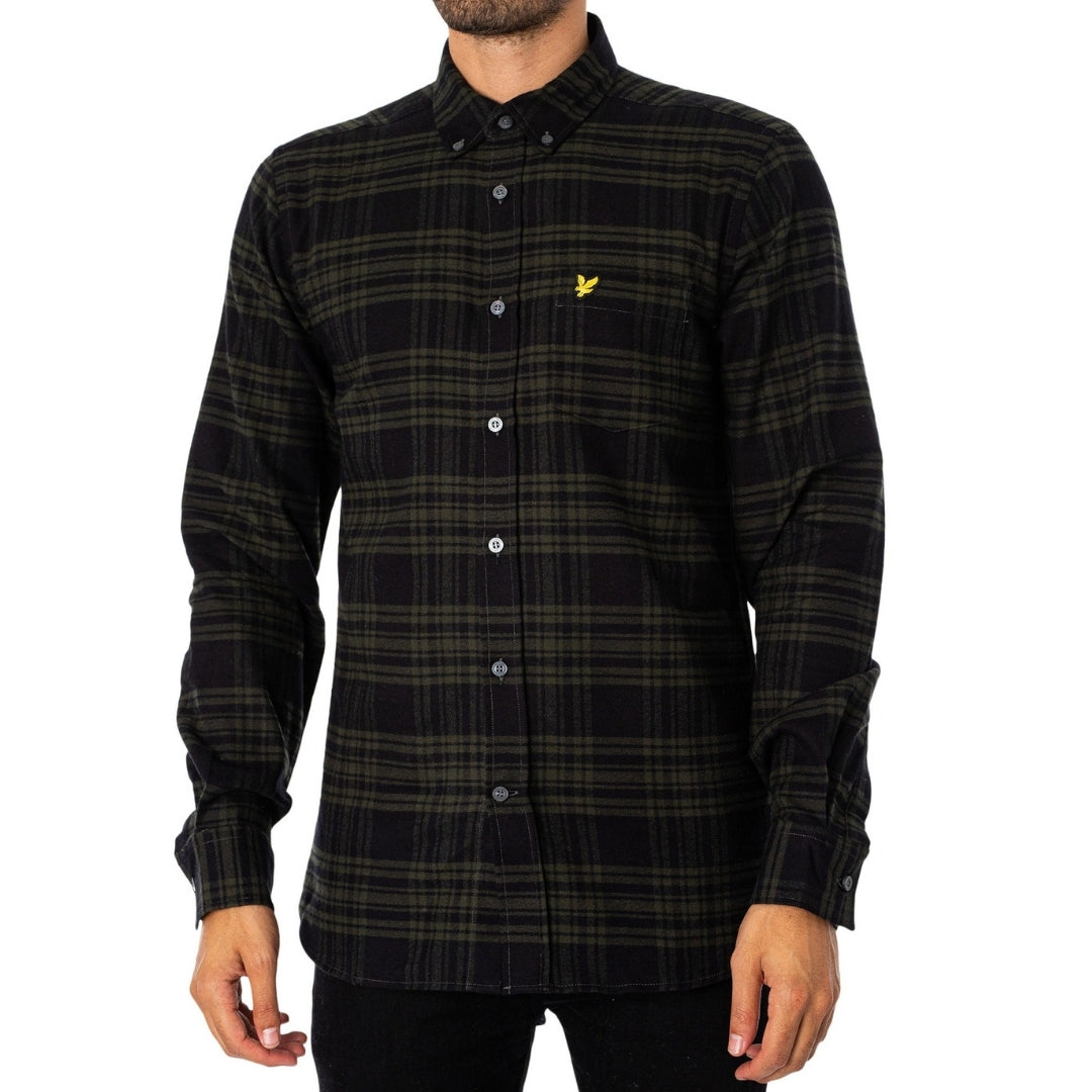 Lyle & Scott Long Sleeve Mountain Moss Green Checkered Flannel Shirt XS