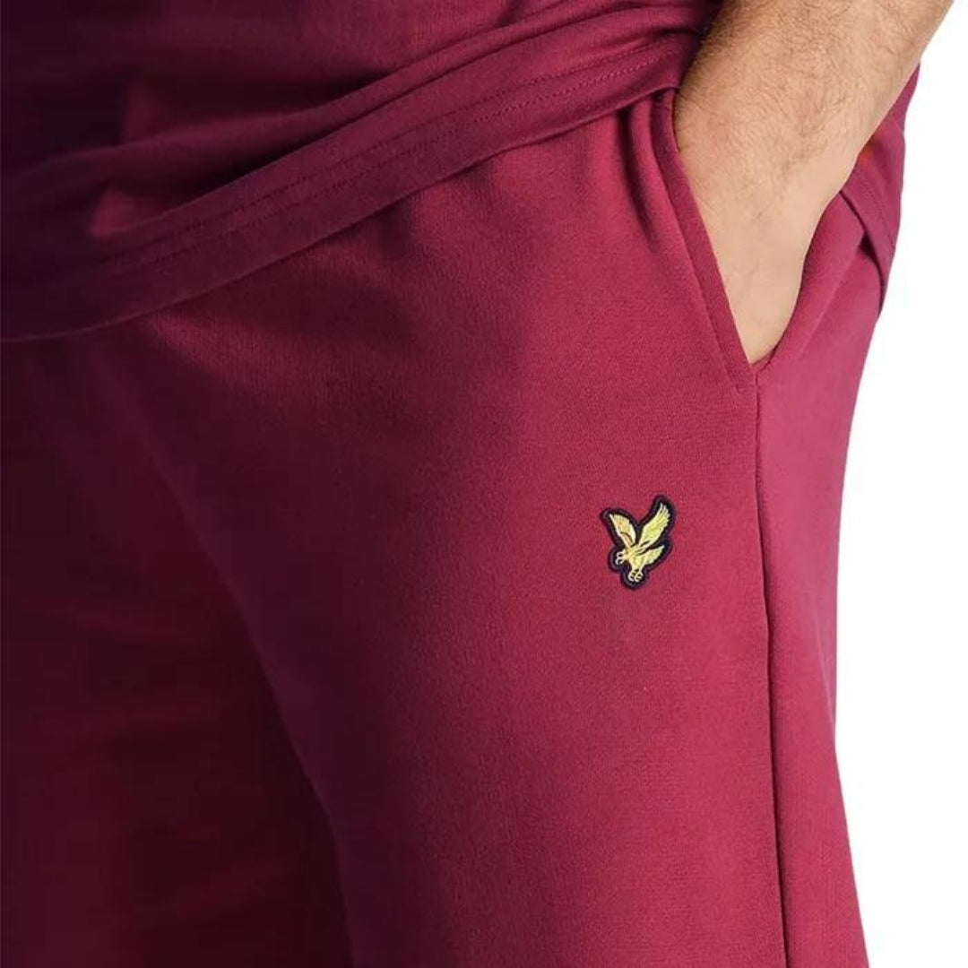 Lyle & Scott Branded Logo Rich Burgundy Sweat Shorts