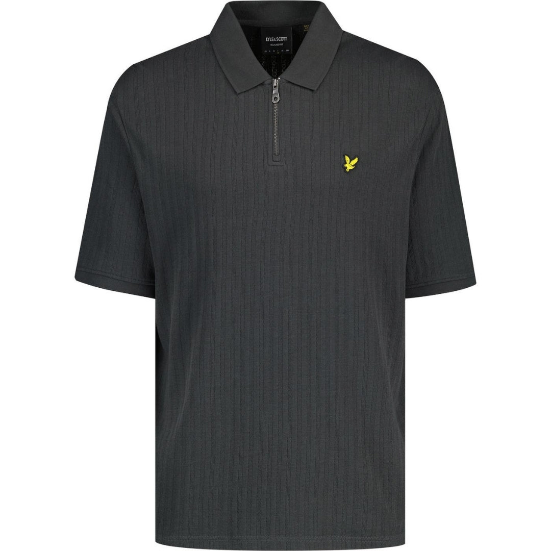 Lyle & Scott Textured Stripe Gunmetal Grey Polo Shirt