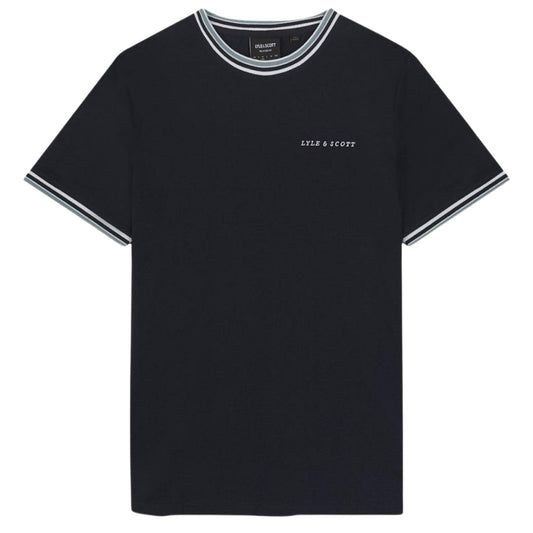 Lyle & Scott Embroidered Tipped Collar Dark Blue T Shirt