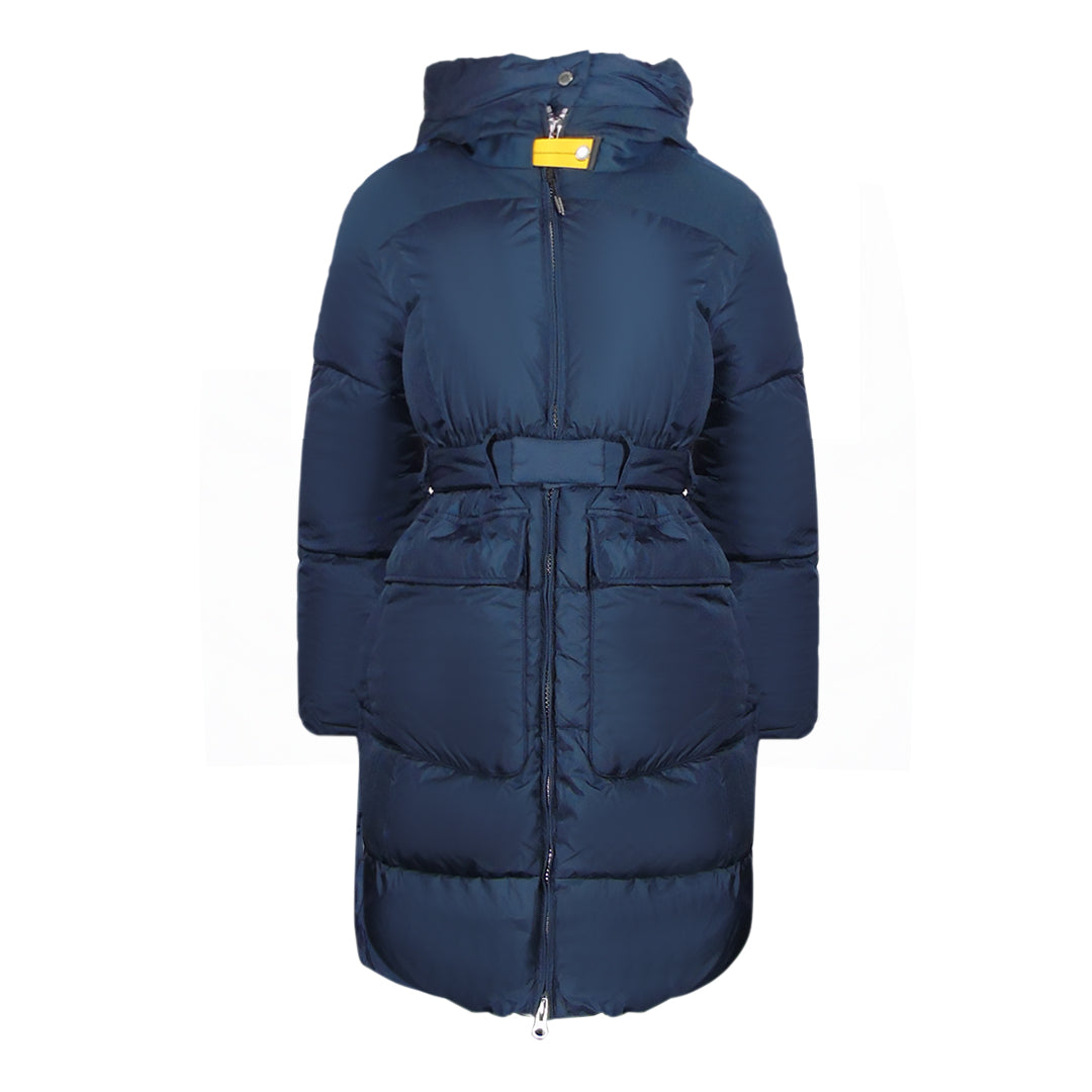 Parajumpers Moka Navy Blue Hooded Long Down Jacket S