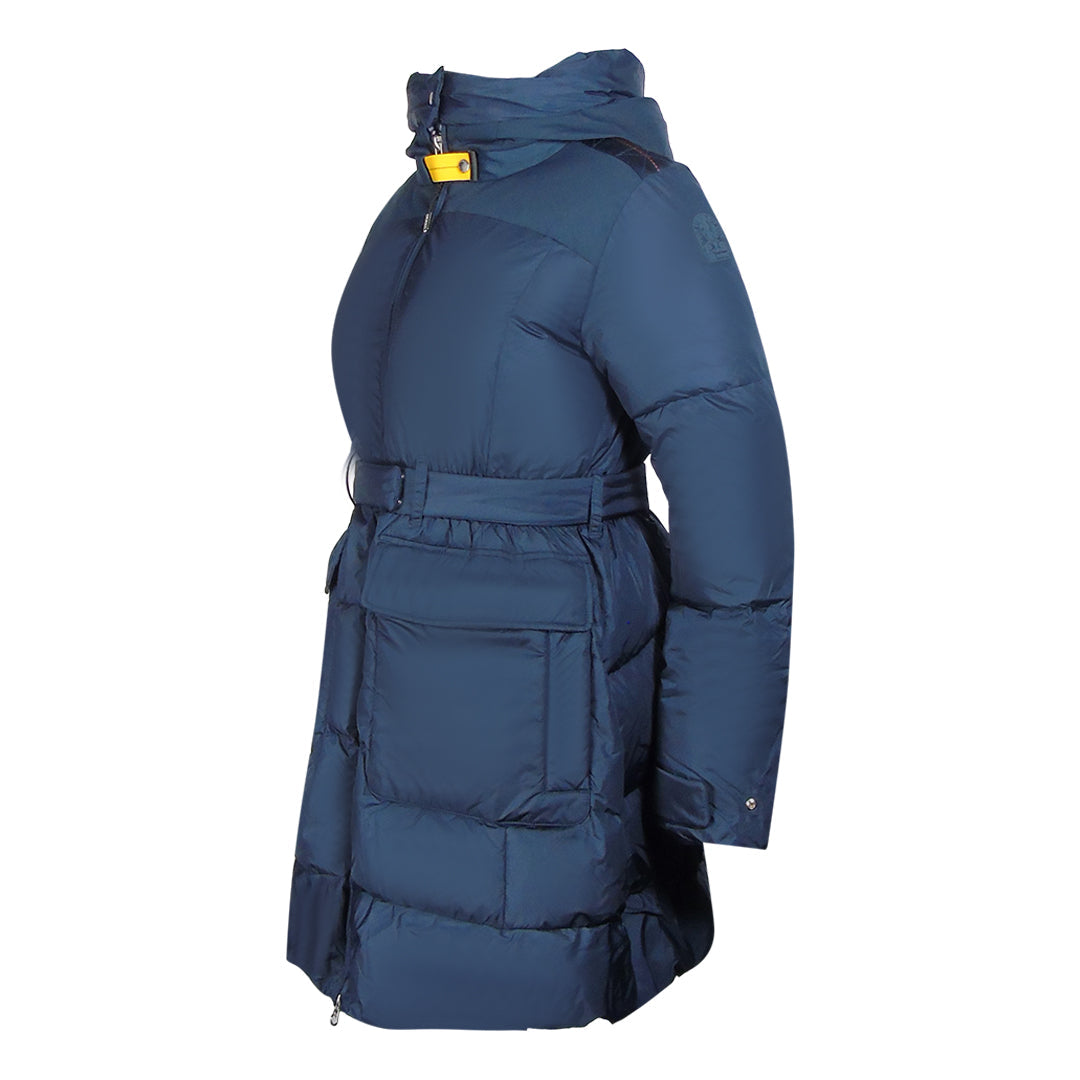 Parajumpers Moka Navy Blue Hooded Long Down Jacket S