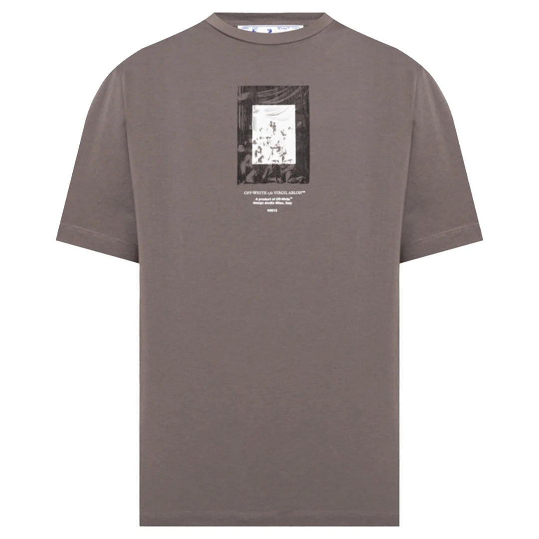 Off-White Paint Mirror Logo Slim Fit Grey T-Shirt XS