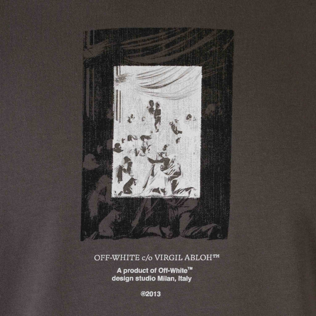 Off-White Paint Mirror Logo Slim Fit Grey T-Shirt XS