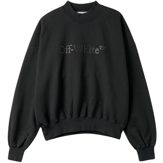 Off White Bookish Laund Boxy Fit Black Sweatshirt