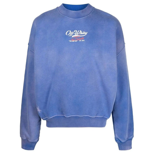 Off-White Wave Off Boxy Fit Crewneck Blue Sweatshirt S