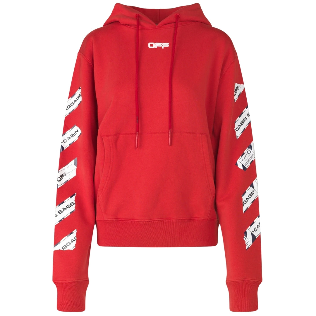 Off-White Airport Tape Diag Red Hoodie XS