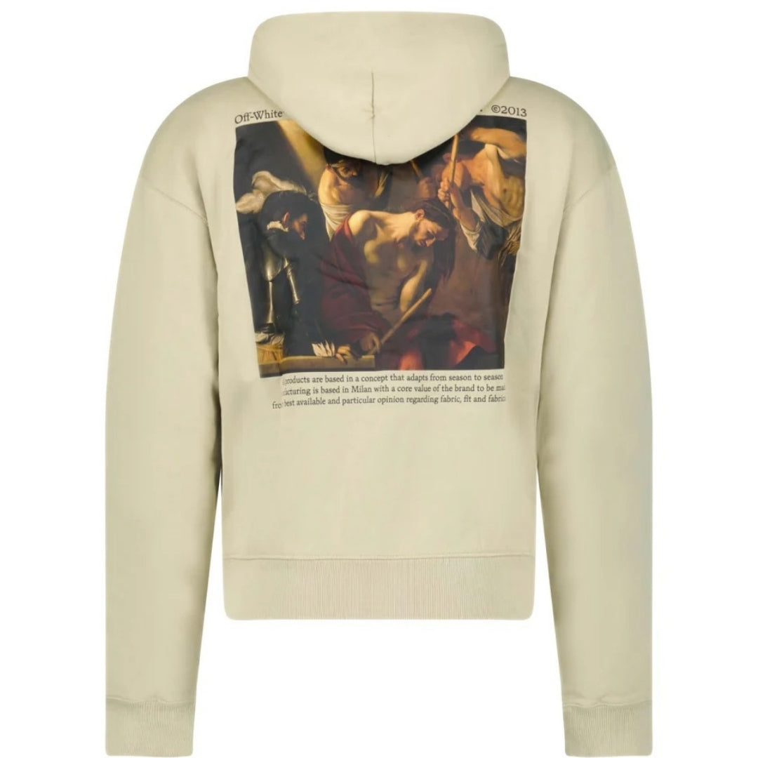 Off-White Caravaggio Crowning Over Beige Hoodie XS