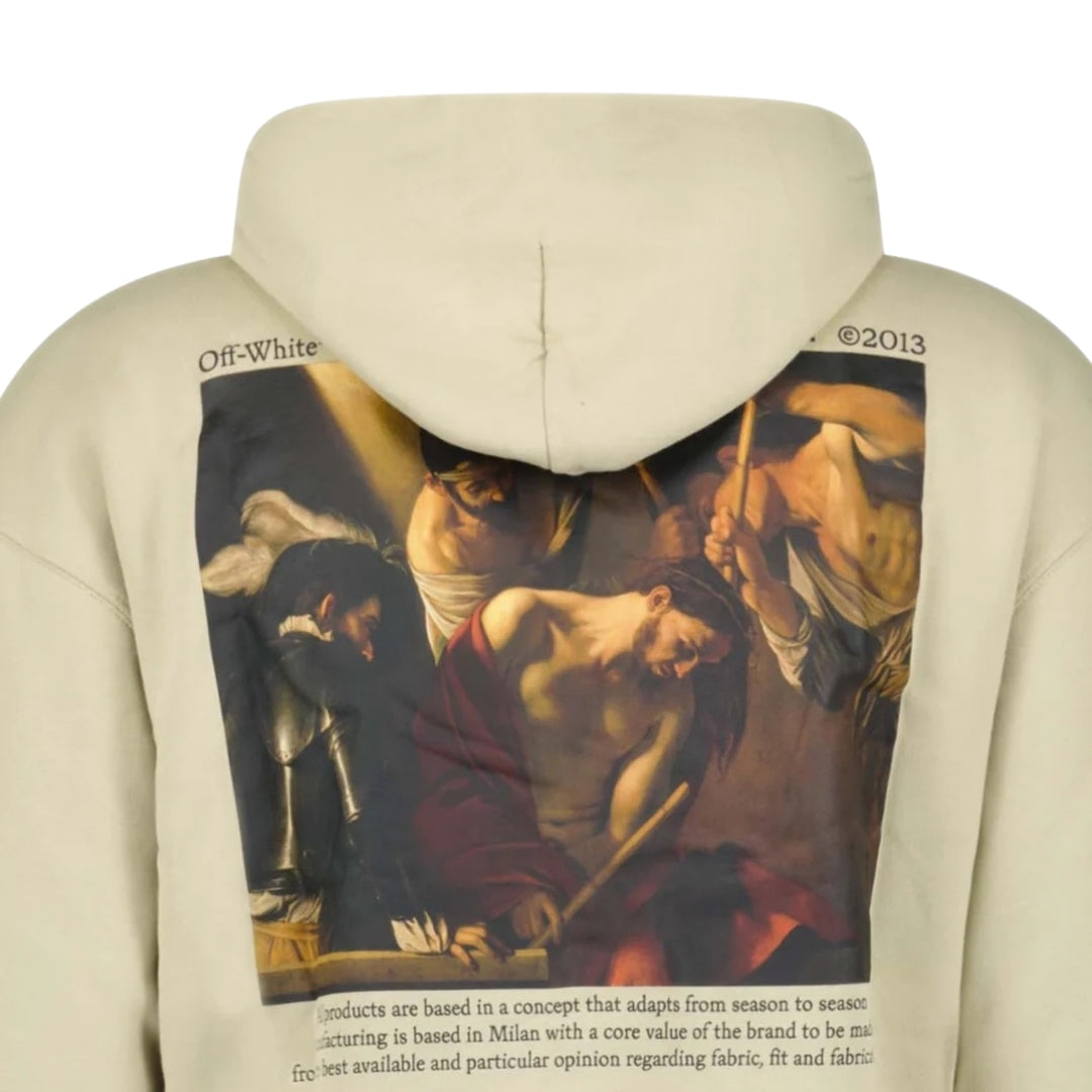 Off-White Caravaggio Crowning Over Beige Hoodie XS