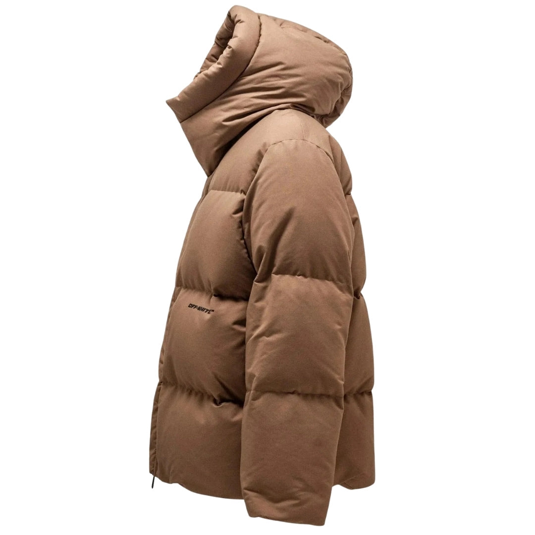 Off-White OW Race Canvas Camel Beige Puffer Down Jacket XS