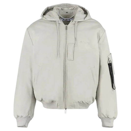 Off-White Plain Abbey Stone Vintage White Bomber Jacket S