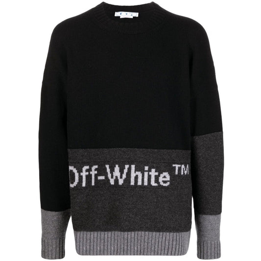 Off-White Blocked Logo Black Knit Jumper L