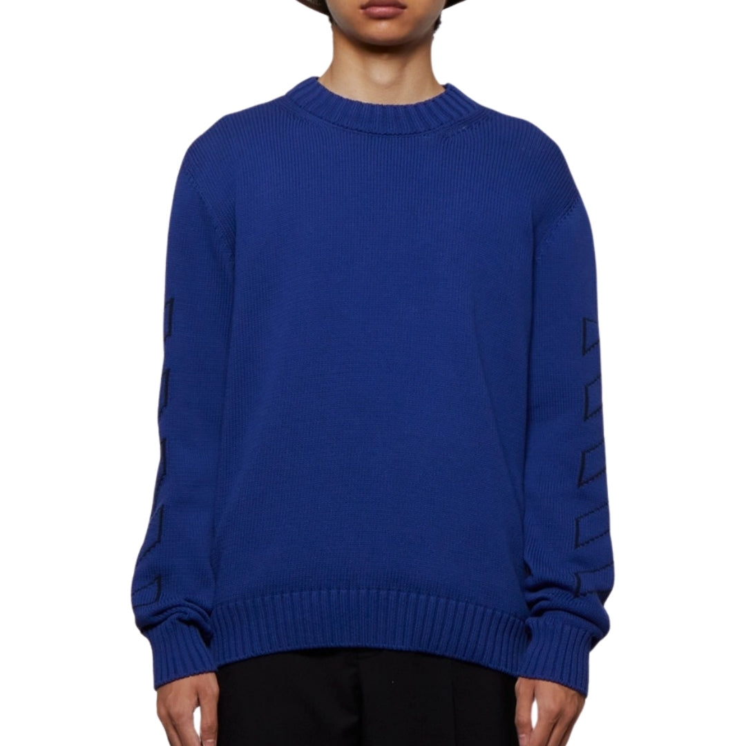 Off-White Diag Outline Peacock Blue Knit Jumper S