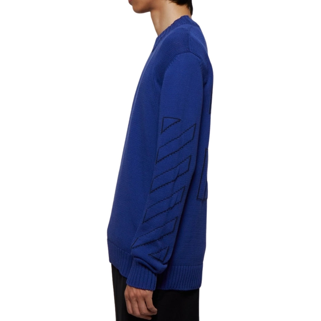 Off-White Diag Outline Peacock Blue Knit Jumper S