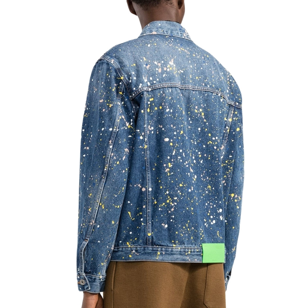 Off-White Paint Splatter Skate Fit Blue Denim Jacket S