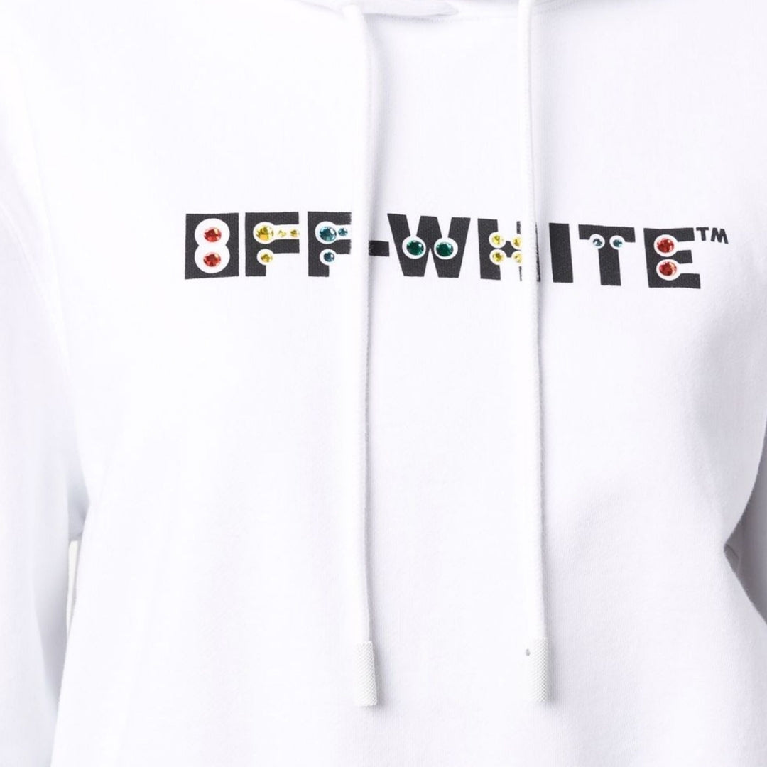 Off-White Geometric Logo Cropped White Hoodie XS