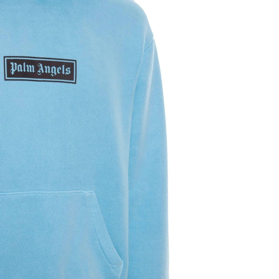 Palm Angels Garment Dyed Box Logo Light Blue Hoodie S