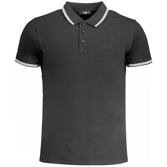 Cavalli Class White Tipped Collar Toned Logo Black Polo Shirt m