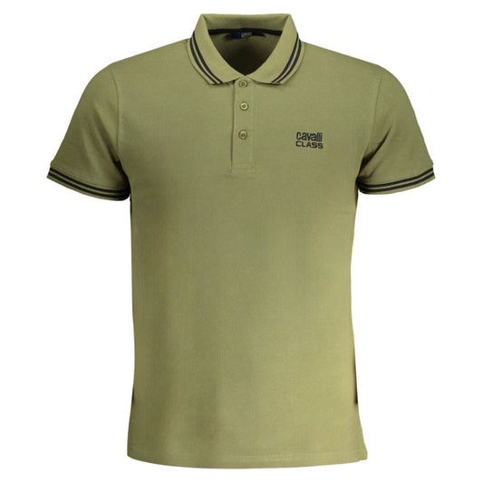 Cavalli Class Tipped Collar Green Logo Green Polo Shirt m