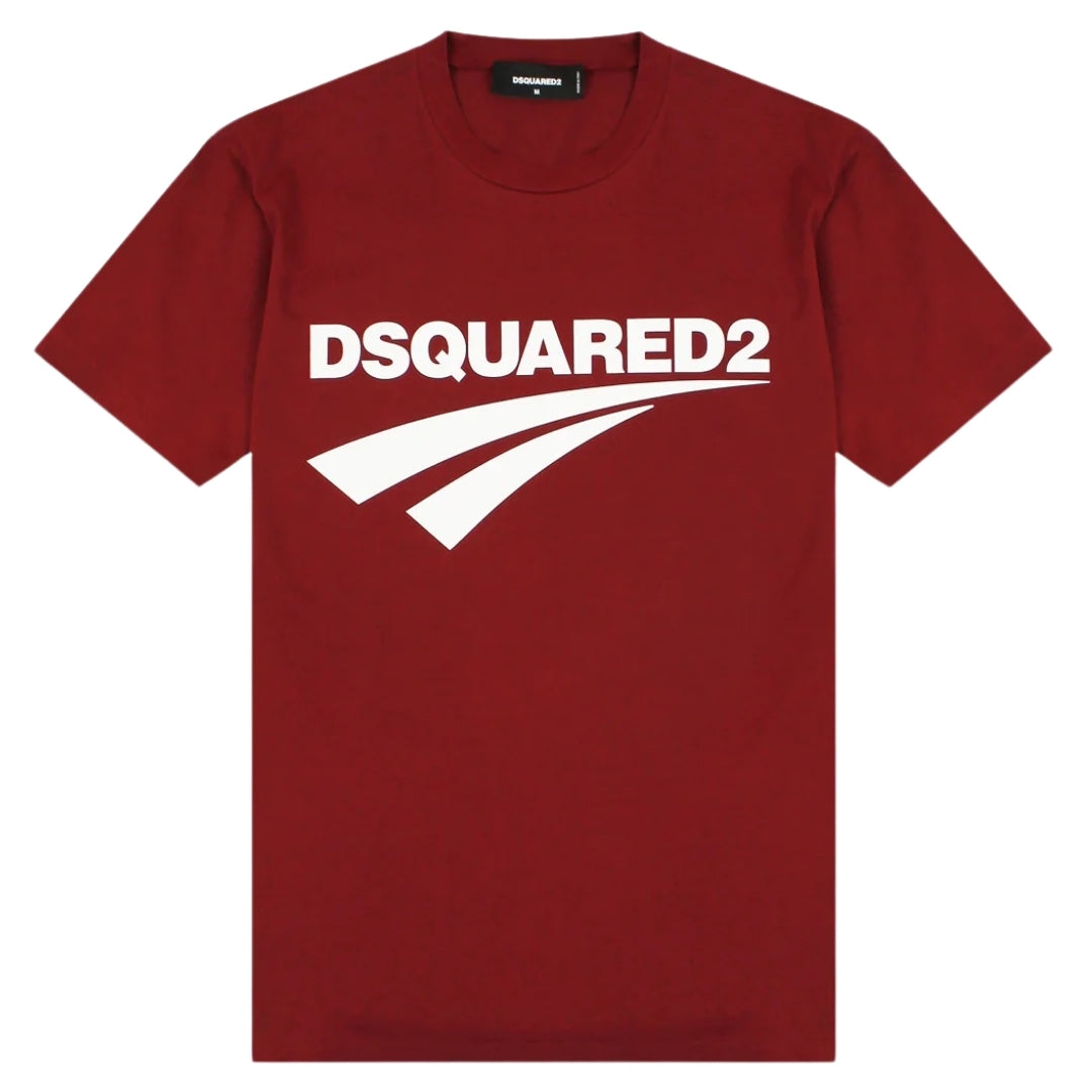 Dsquared2 Cigarette Fit Brand Logo Burgundy T-Shirt M