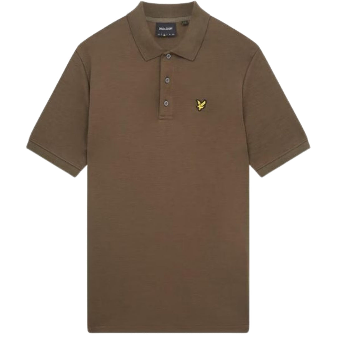 Lyle & Scott Form Green Chunky Slub Short Sleeved Polo Shirt XS