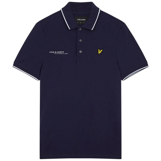 Lyle & Scott Navy Blue Co-ordinate Print Logo Short Sleeved Polo Shirt M