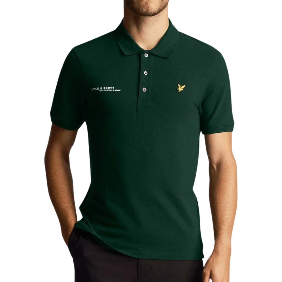 Lyle & Scott Dark Green Co-ordinate Print Logo Short Sleeved Polo Shirt XS