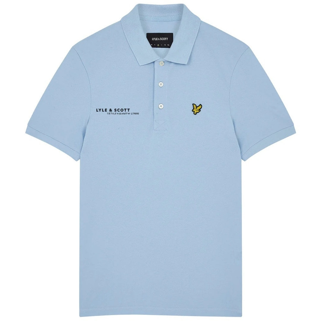 Lyle & Scott Light Blue Co-ordinate Print Logo Short Sleeved Polo Shirt XS