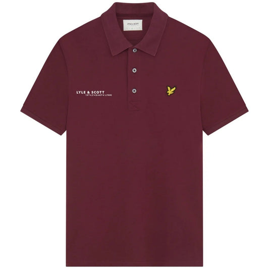 Lyle & Scott Burgundy Co-ordinate Print Logo Short Sleeved Polo Shirt XS