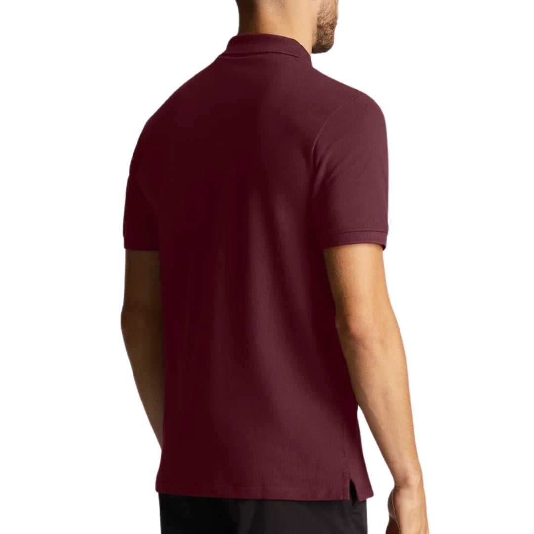 Lyle & Scott Burgundy Co-ordinate Print Logo Short Sleeved Polo Shirt XS