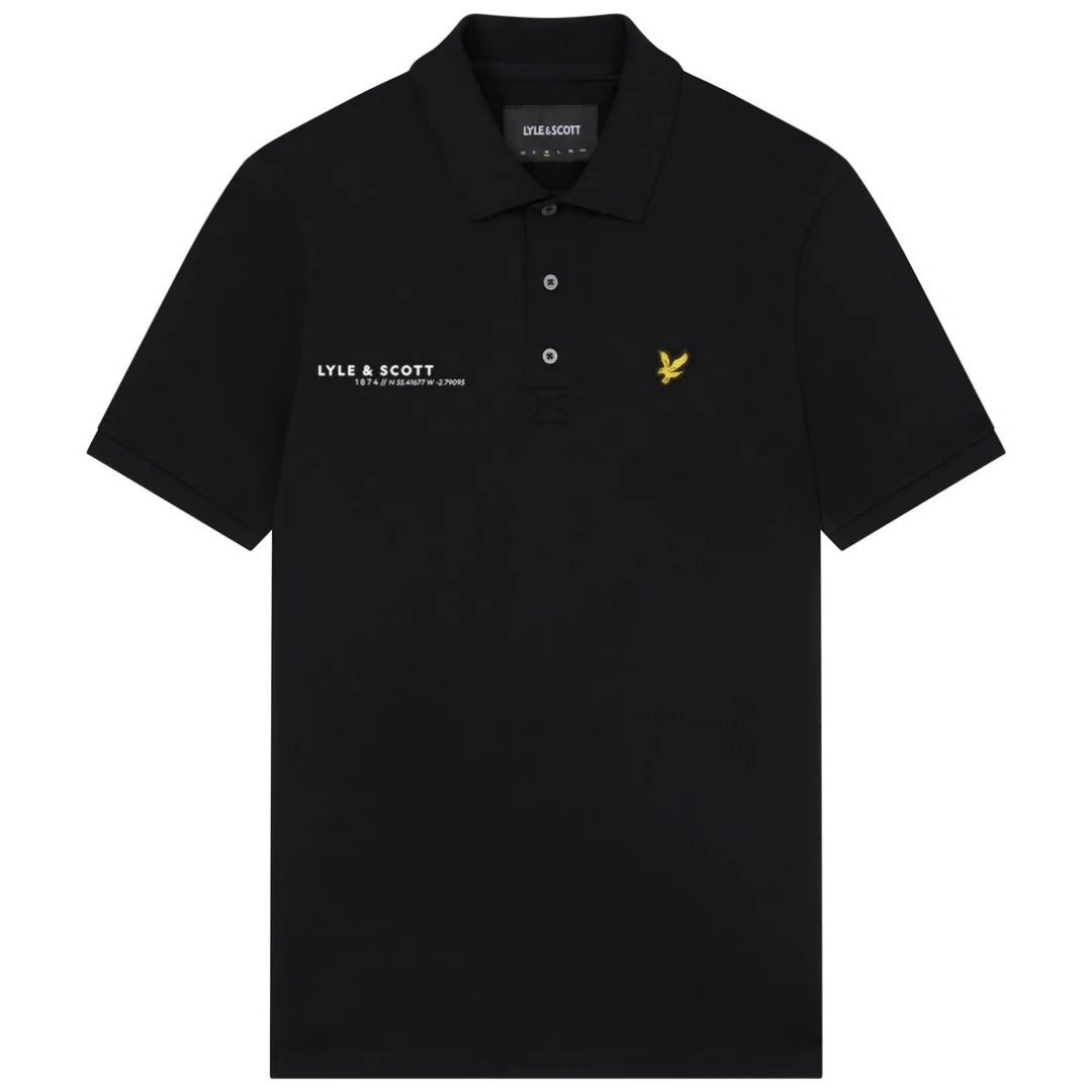 Lyle & Scott Black Co-ordinate Print Logo Short Sleeved Polo Shirt XS